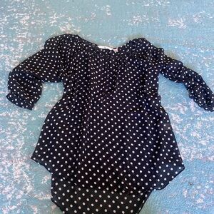 LC Lauren Conrad Black and White Polka Dot Blouse